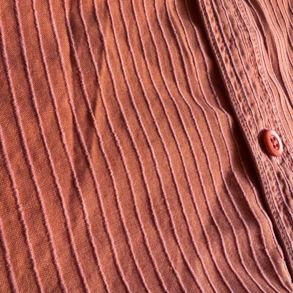 Tommy Bahama L Silk Blend Orange Stripe Shirt Mens L Unisex Beach Vibes - Picture 7 of 14